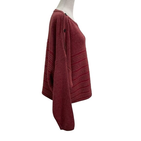 prAna Wool Blend Boat Neck Oversized Boxy Stripe Sweater Red size XL - Picture 6 of 10